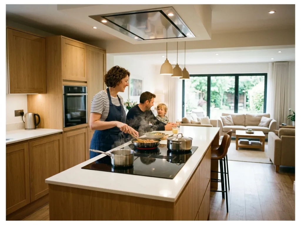 Island with Integrated Cooktop