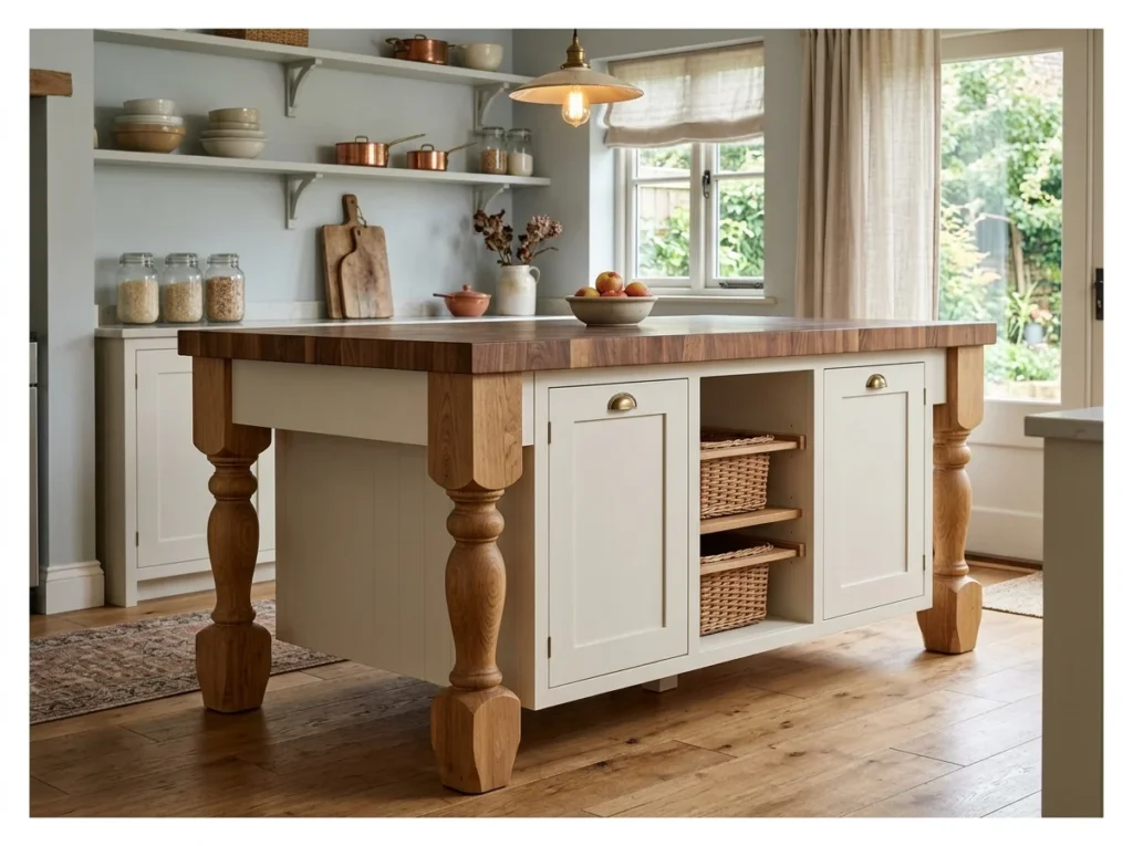 Kitchen Island with Contrasting Legs