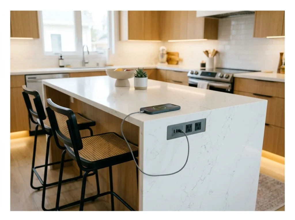 Kitchen Island with Hidden Charging Ports