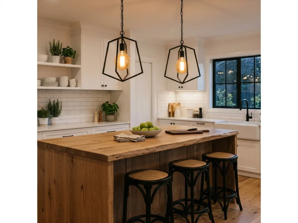 Kitchen Island with Pendant Lights