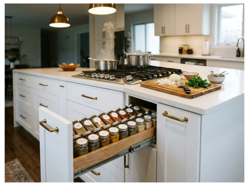 Kitchen Island with Spice Drawers