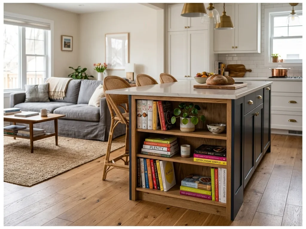 Kitchen Island with Bookcase End