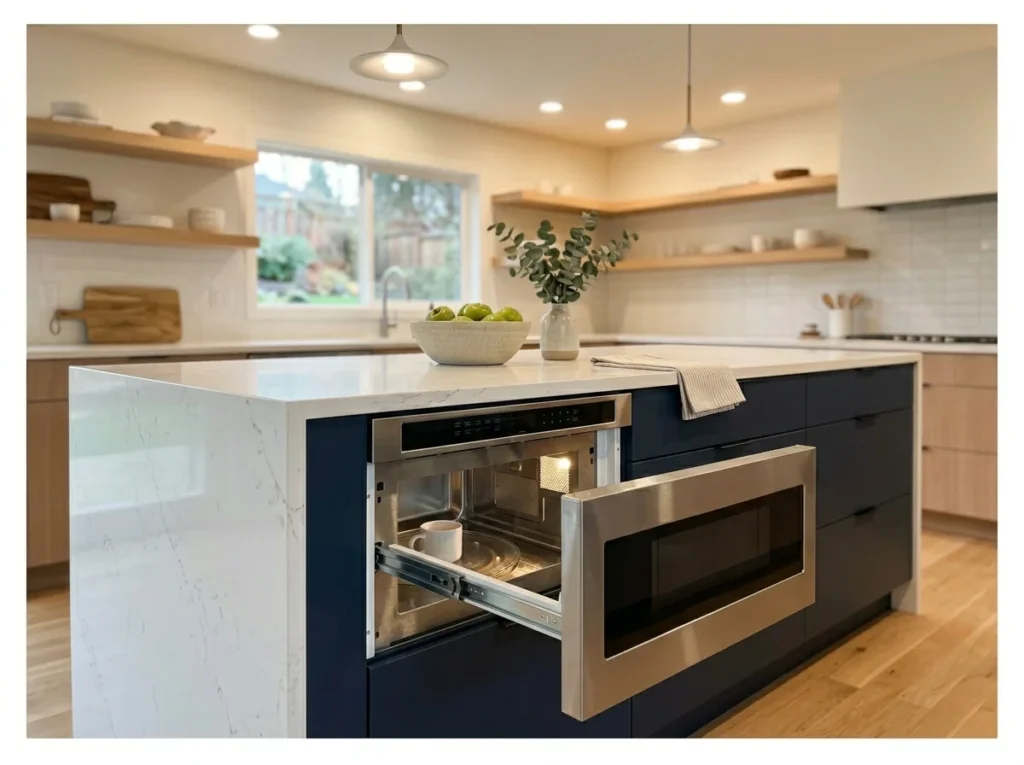 Kitchen Island with Microwave Drawer