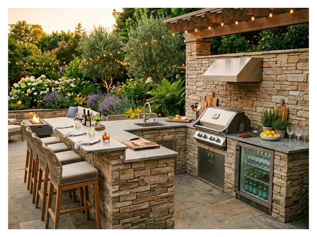 L-Shaped Outdoor Kitchen