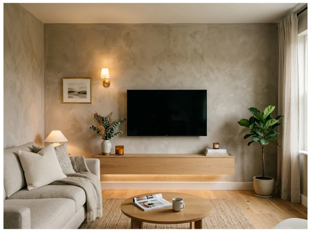 Limewash TV Accent Wall