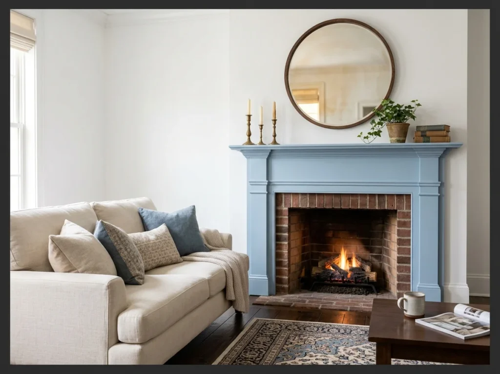 Light Blue Fireplace Surround