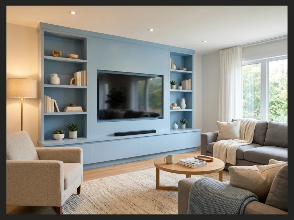 Light Blue Media Wall