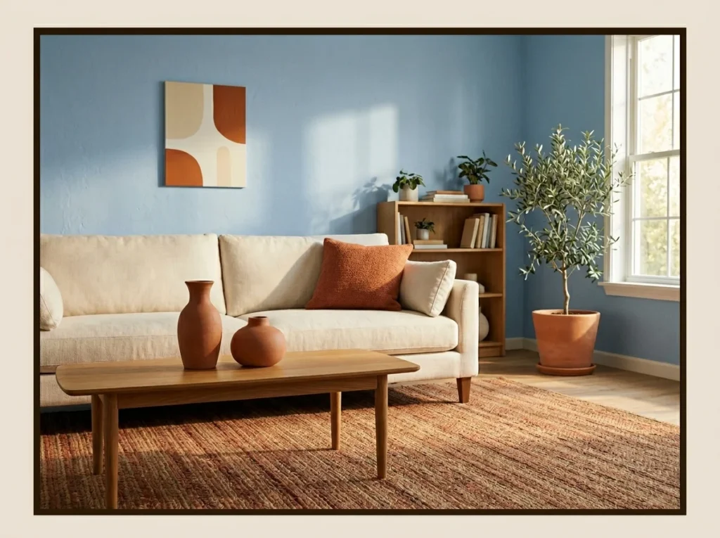 Light Blue with Terracotta Accents