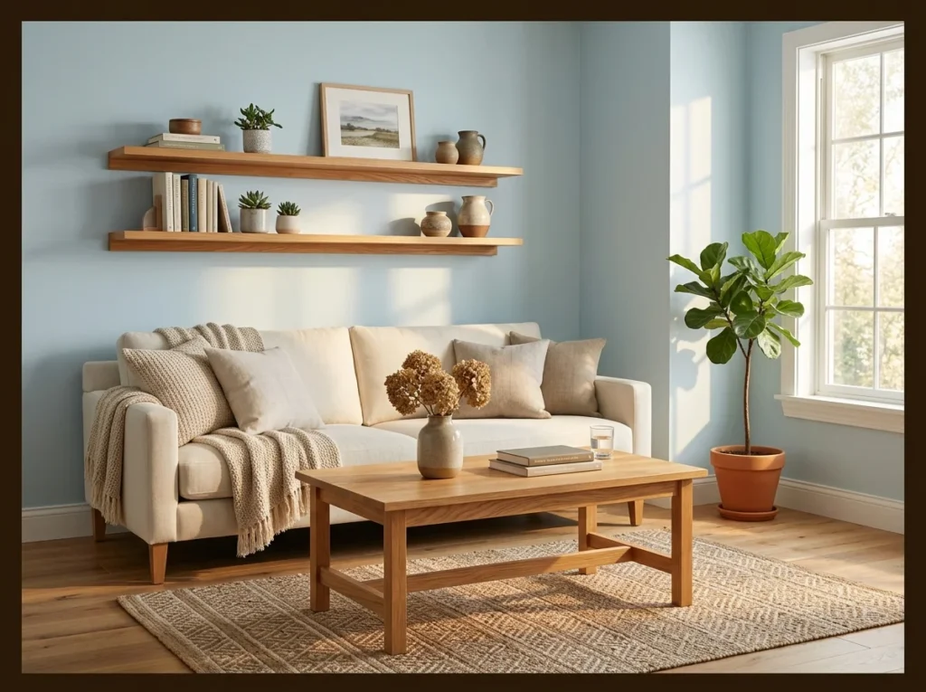 Light Blue and Warm Wood Combination