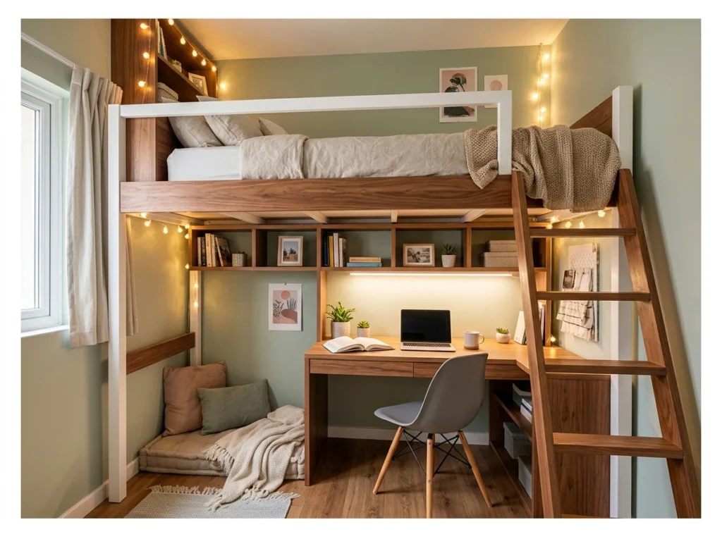 Loft Bed with Study or Lounge Area Below