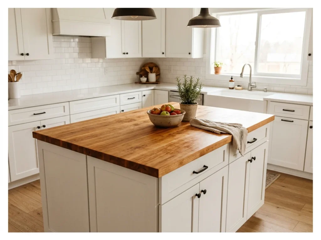 Warm White with Butcher Block Counter