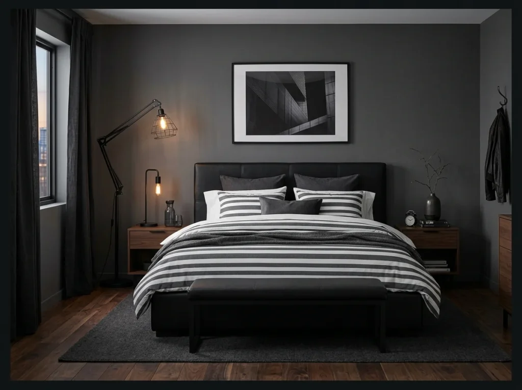 Masculine Dark Gray Bedroom