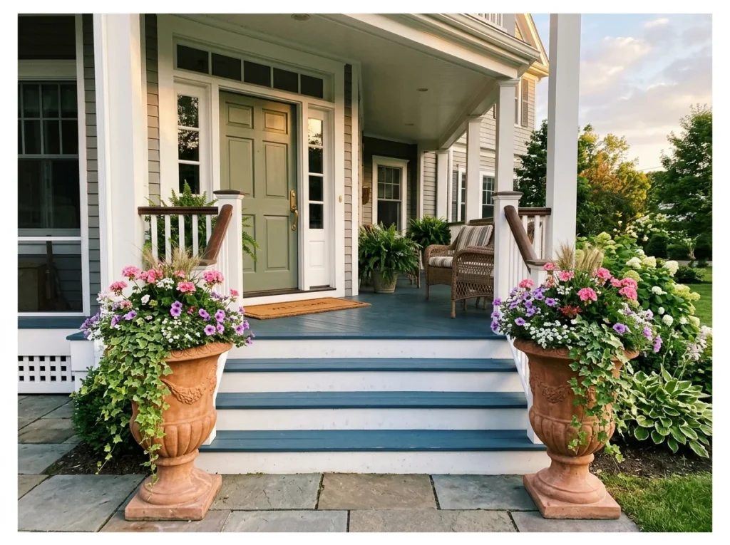 Matching Planted Urns at the Steps