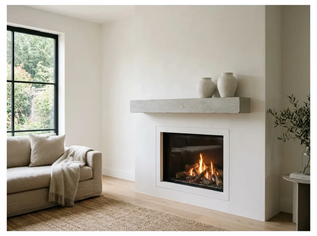 Minimalist Neutral Fireplace Wall