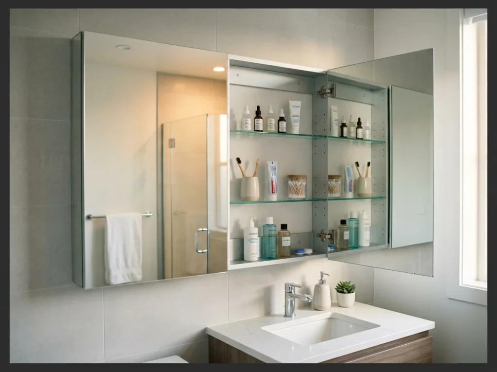 Mirror Cabinet with Hidden Storage