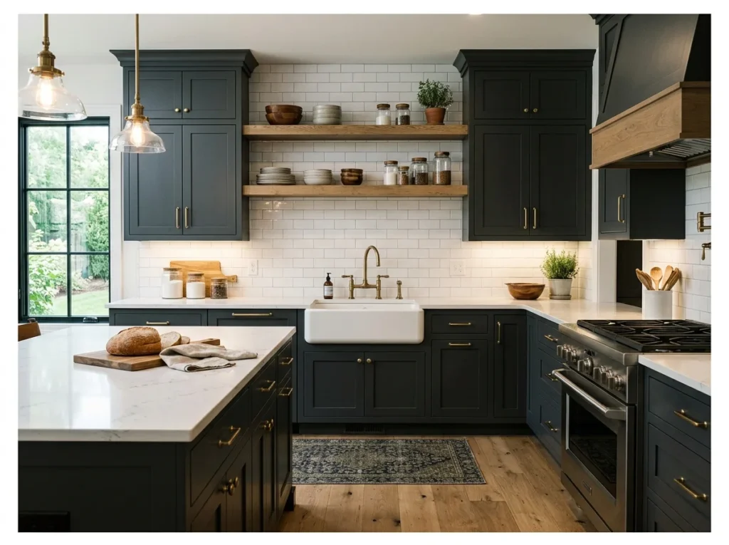 Modern Farmhouse with Dark Cabinetry