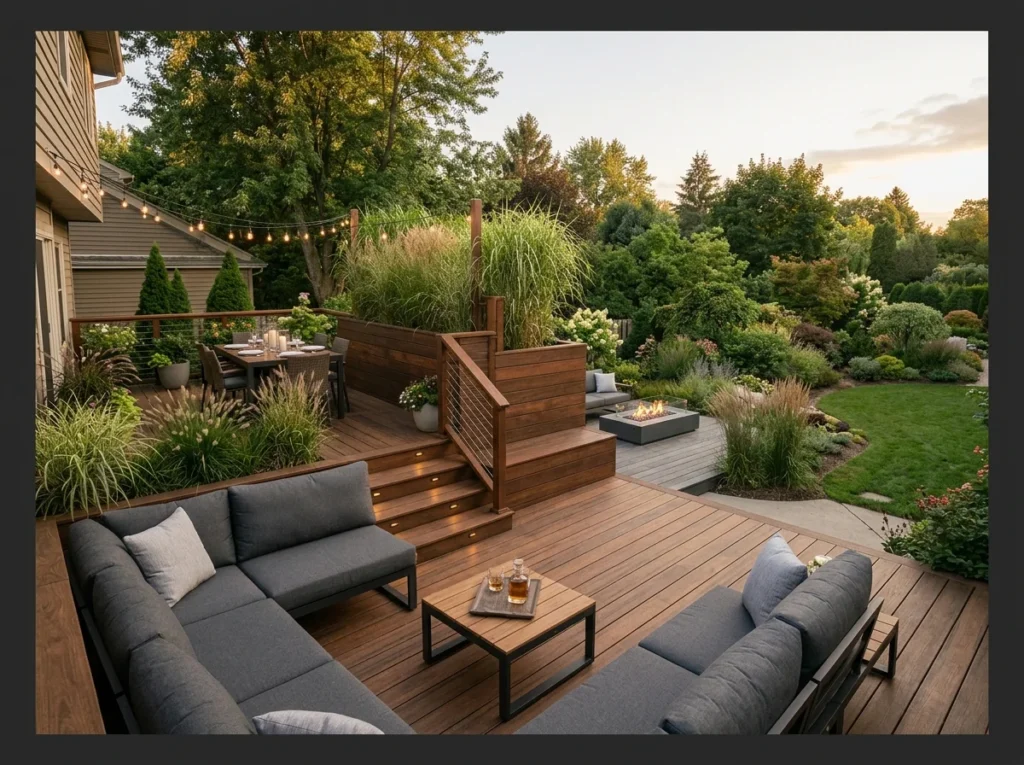 Tiered Deck Seating with Planters