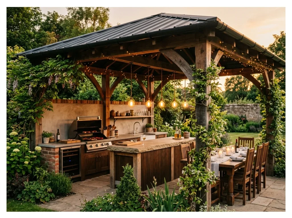 Outdoor Kitchen with Pergola Cover