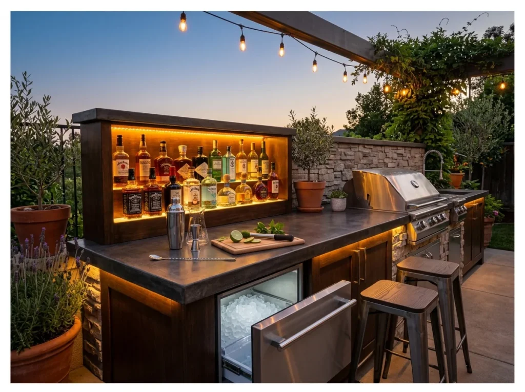 Outdoor Kitchen with Cocktail Bar
