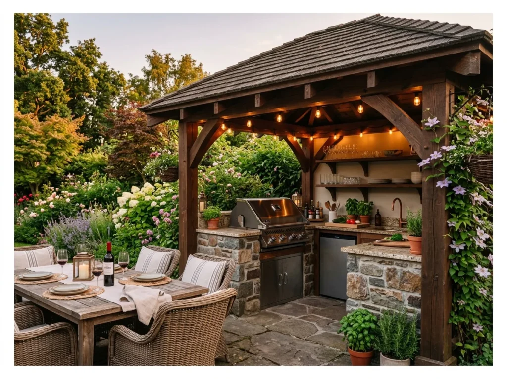 Outdoor Kitchen Under a Gazebo