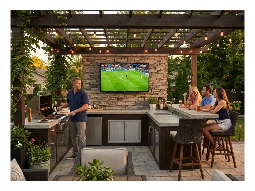 Outdoor Kitchen with Outdoor TV
