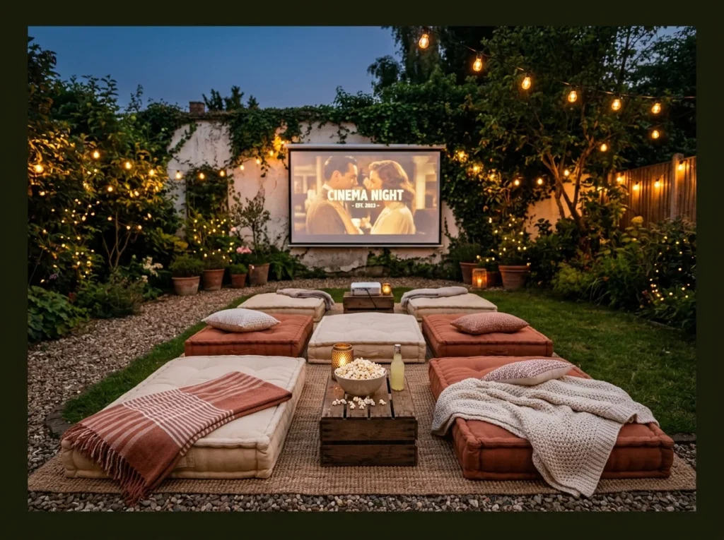 Cozy Outdoor Movie Night Seating