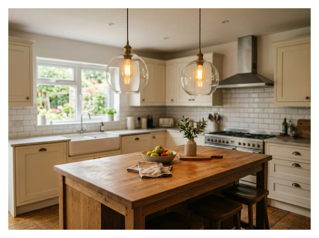 Pendant Lights Over the Island