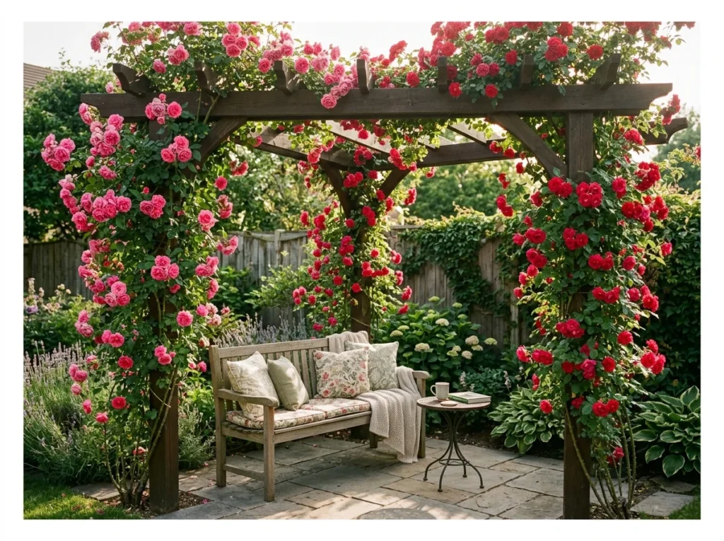 Pergola Wrapped in Climbing Roses