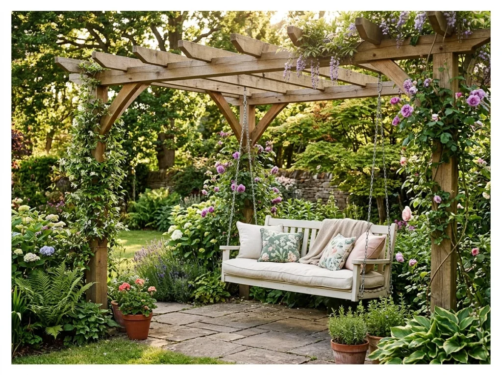 Pergola Over a Garden Swing