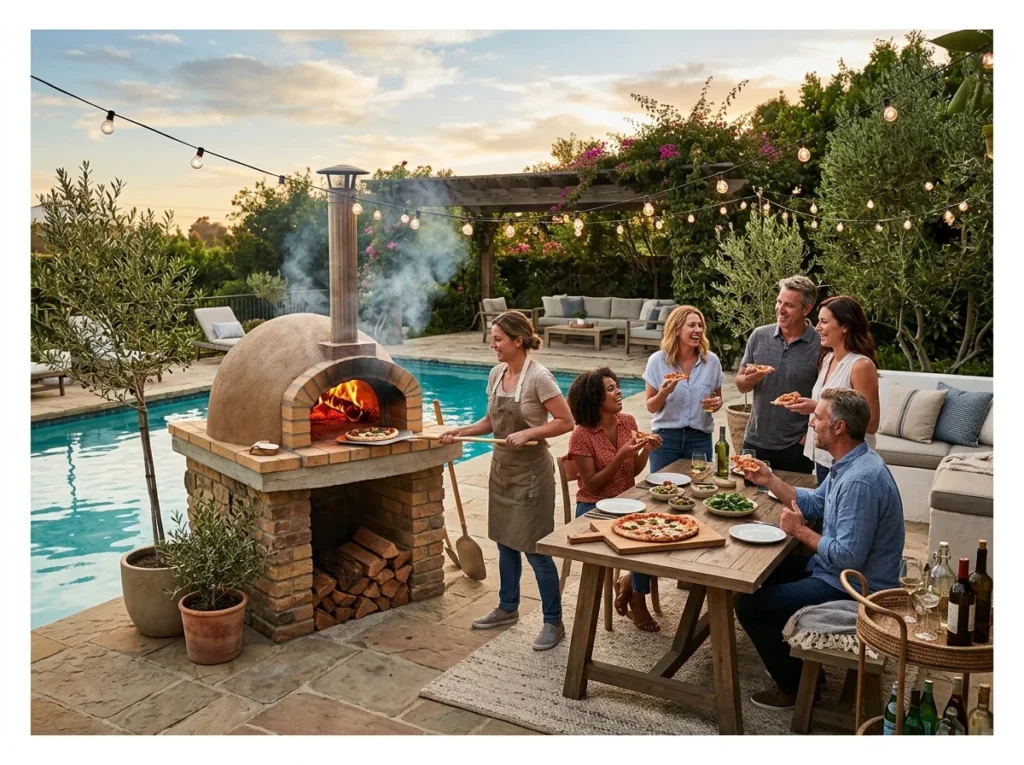 Outdoor Pizza Oven Near the Pool