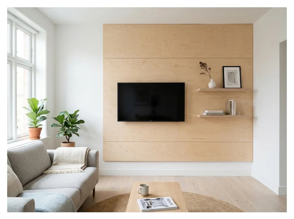 Scandi Plywood TV Wall