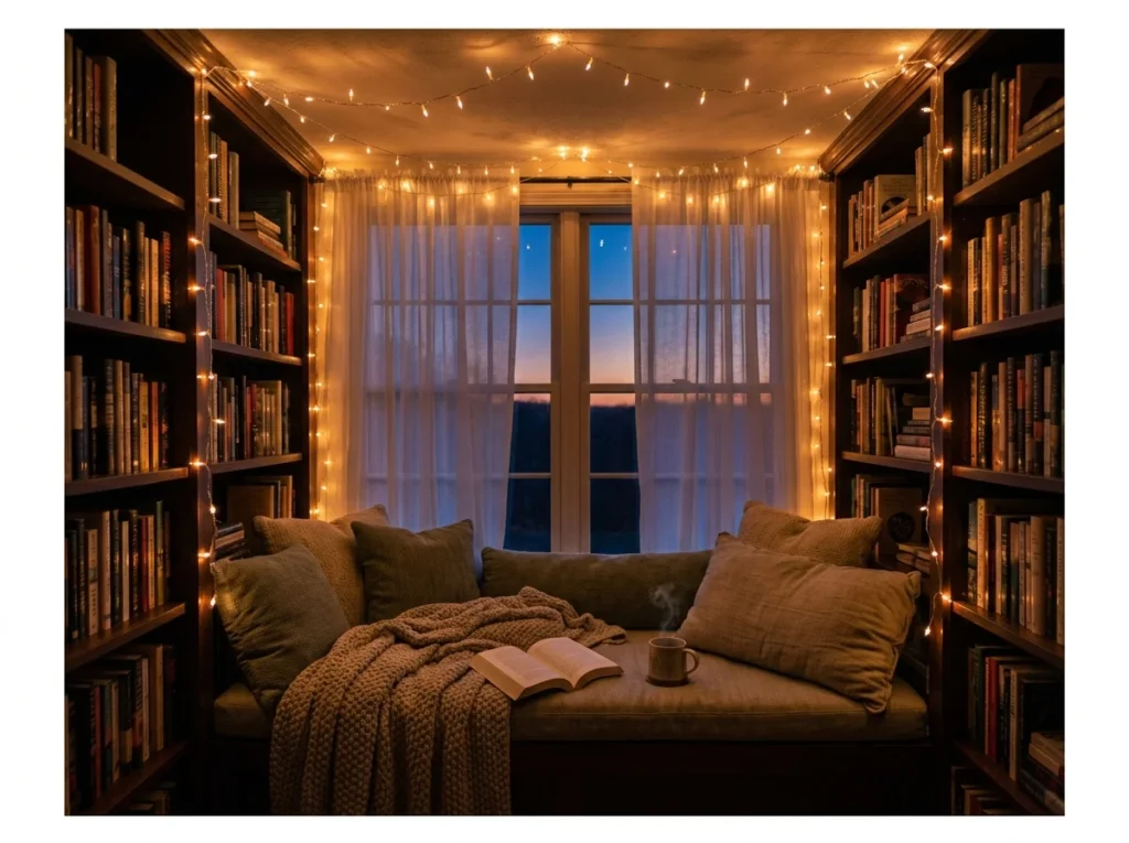 Reading Nook with Fairy Lights