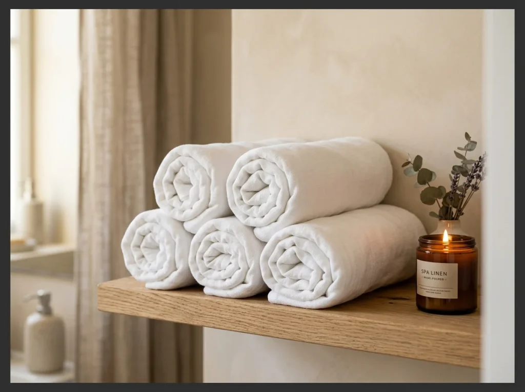 Stacked Linen Towel Display