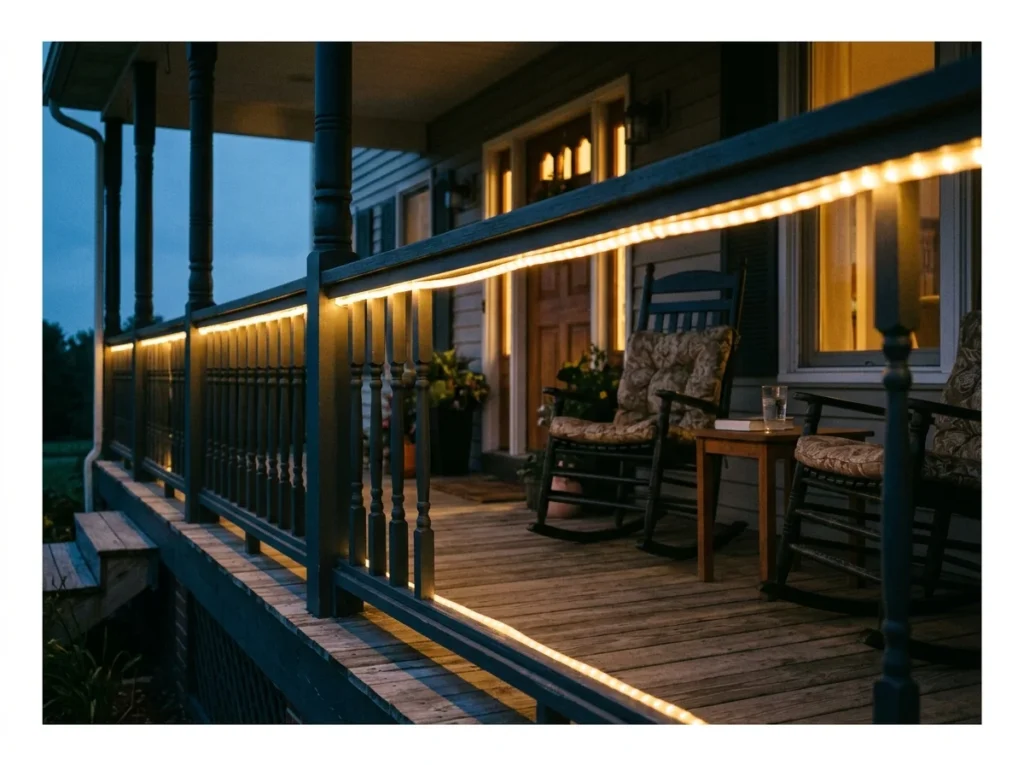 Railing-Mounted Rope Lighting