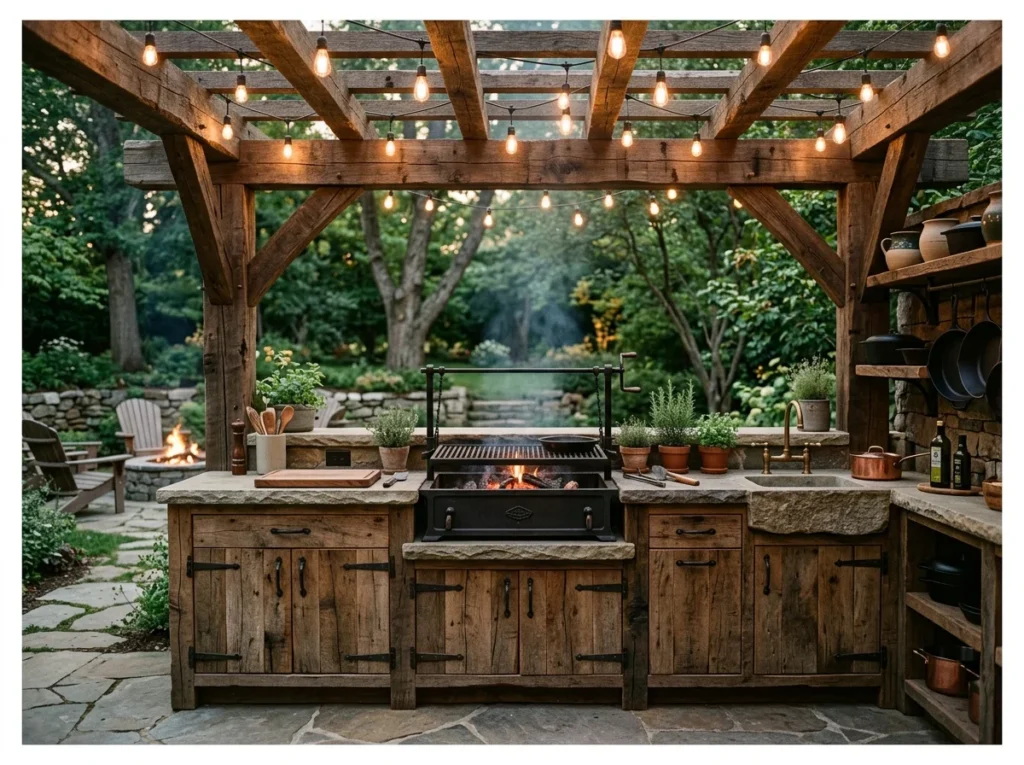 Rustic Timber Outdoor Kitchen