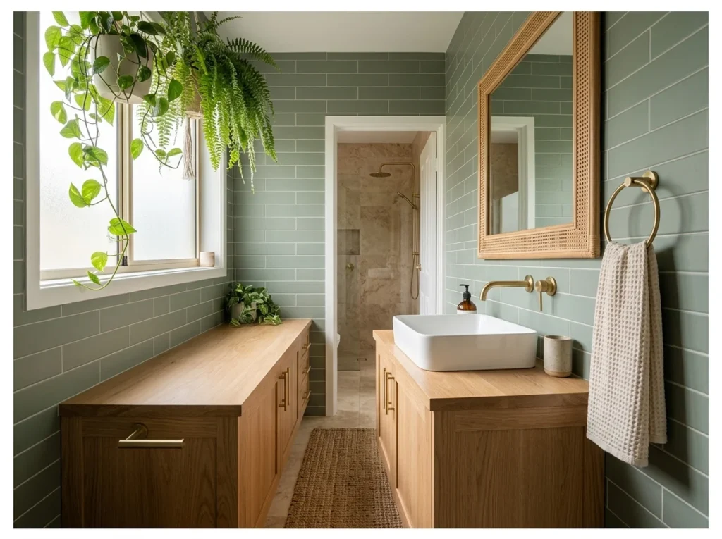 Sage Green Earthy Bathroom