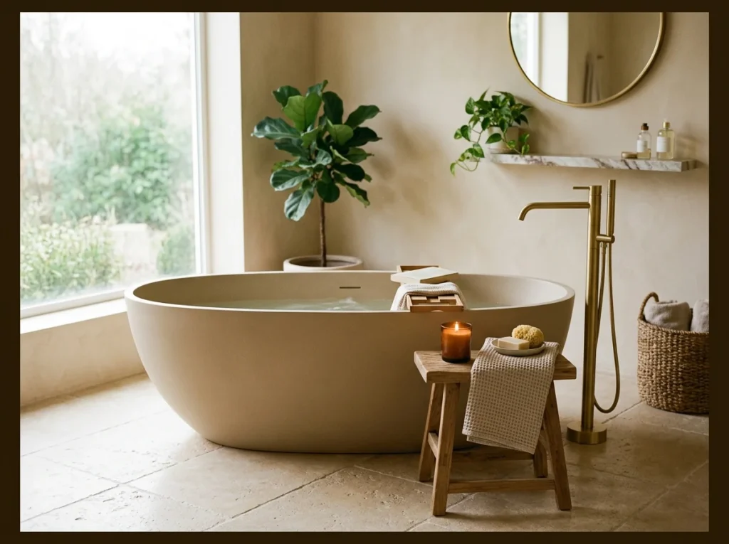 Sand-Toned Freestanding Tub Vignette