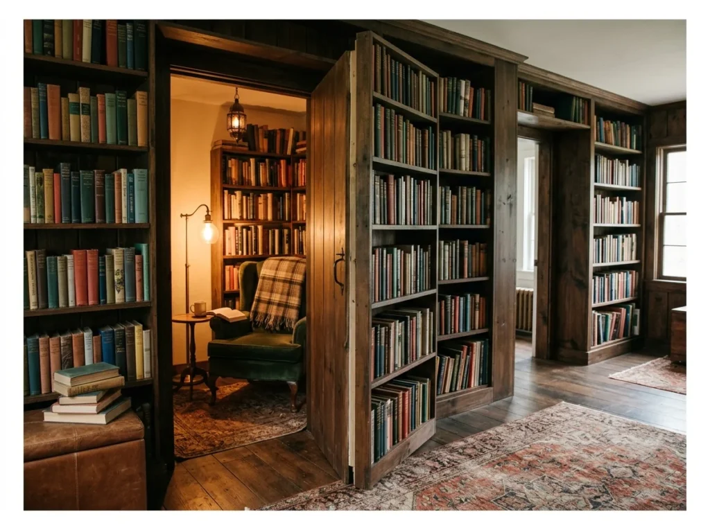 Secret Reading Nook Behind a Bookshelf Door