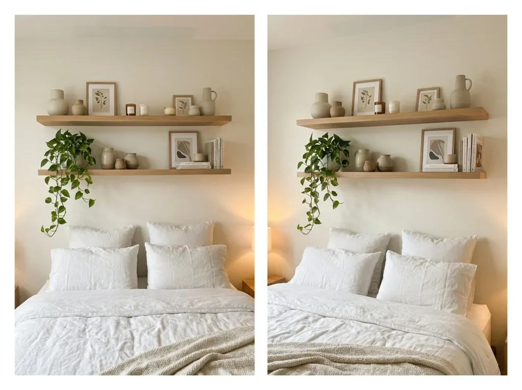 Floating Shelves with Styled Objects