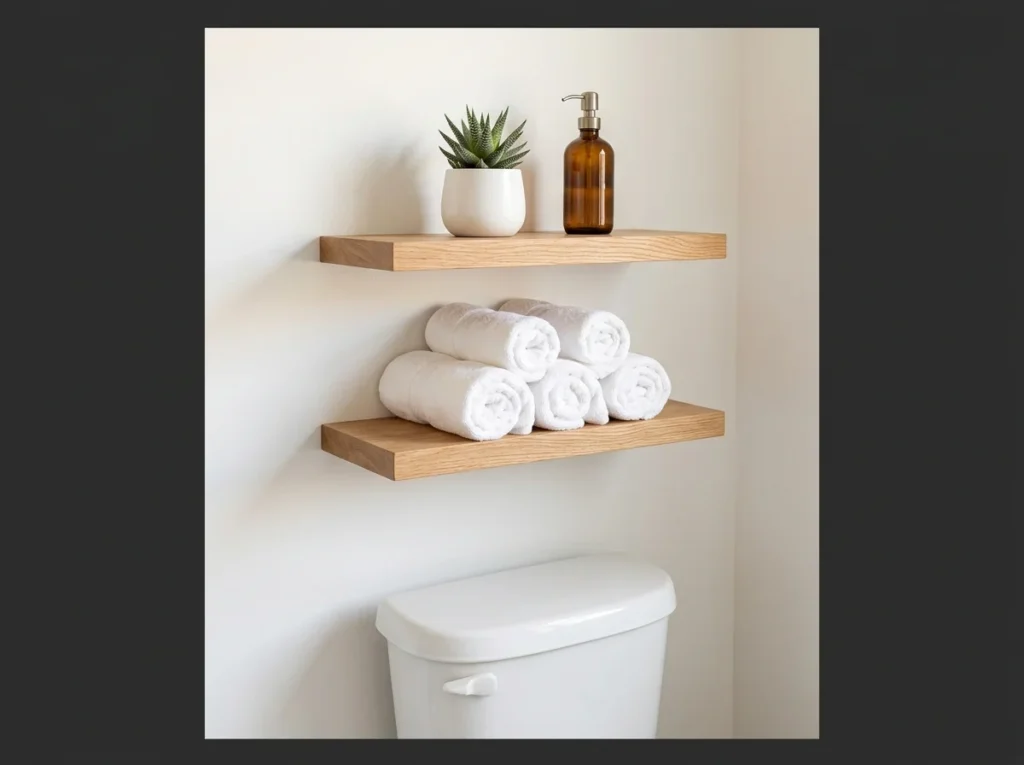 Floating Shelves Above the Toilet