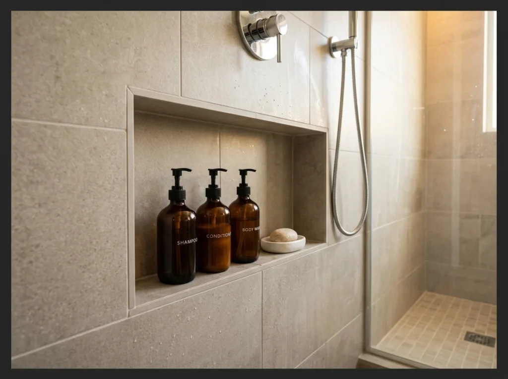 Open Niche Shelving in a Tonal Neutral