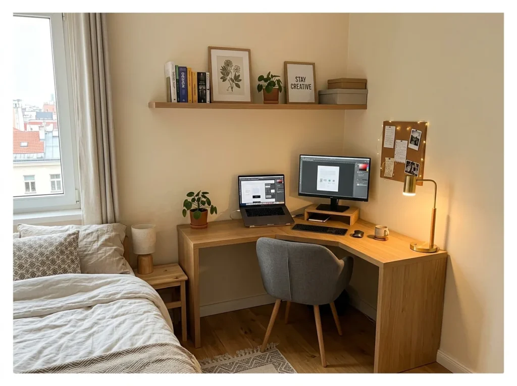 Corner Desk Instead of Separate Zones