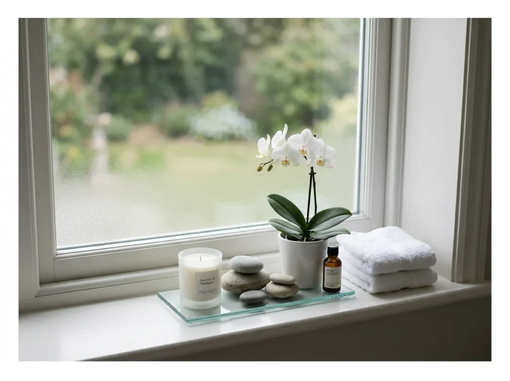 Bathroom Window Sill Spa Setup