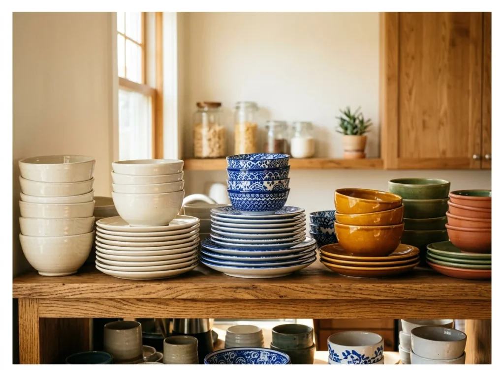 Stacked Bowls and Plates by Color
