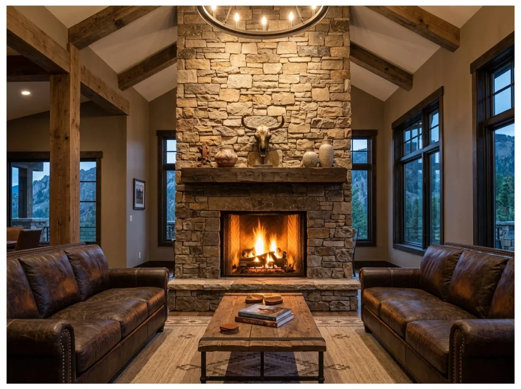 Stacked Stone Fireplace as the Focal Point