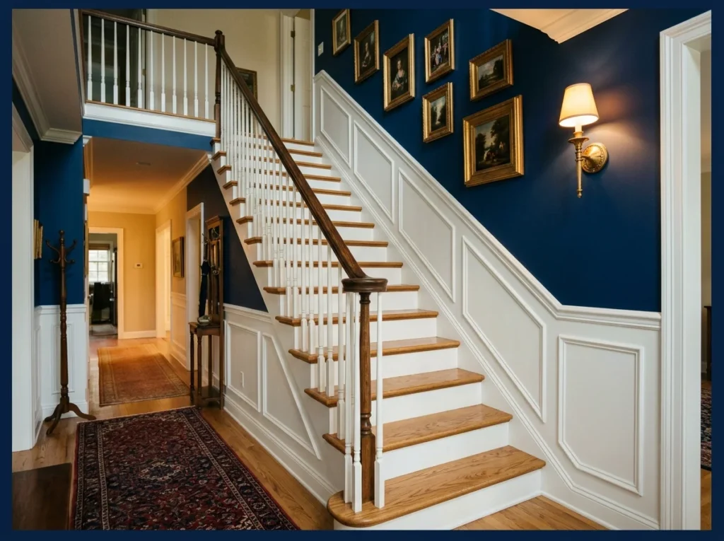 Wainscoting with Bold Color Above