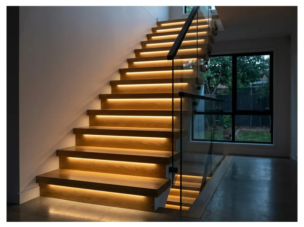 LED Step Lighting Under Each Tread