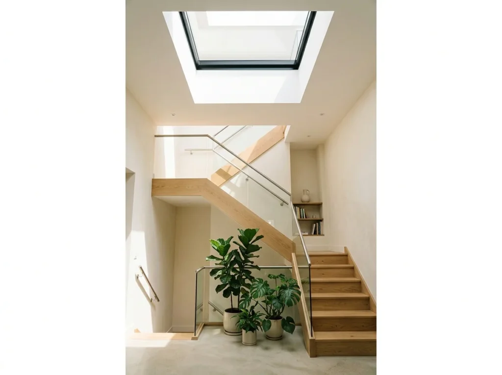 Natural Light Through a Stairwell Skylight