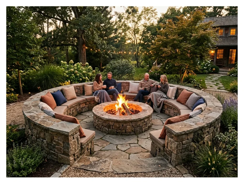 Built-In Stone Bench Seating
