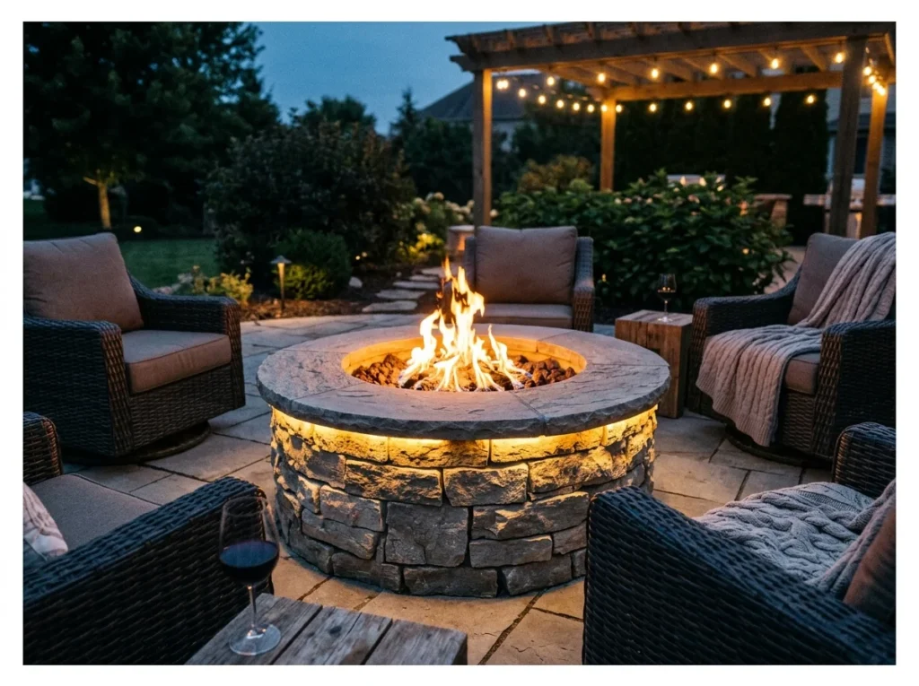 Fire Pit with Built-In Lighting